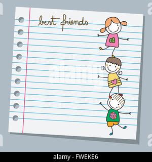 Feuilles de carnet happy kids playing Illustration de Vecteur