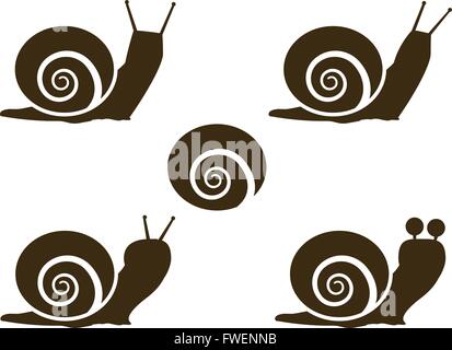 Ensemble de l'icône de l'Escargot et signes, vector Illustration de Vecteur