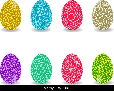Ensemble d'œuf de pâques avec le modèle Illustration de Vecteur