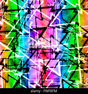 La technique de collage de photos numériques grunge fond abstrait géométrique dans des tons multicolores. Banque D'Images