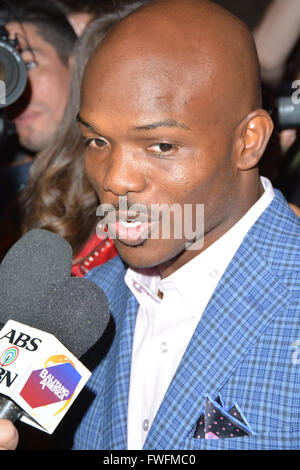 Las Vegas, Nevada, USA. 5ème apr 2016. Boxer Timothy Bradley assiste à l'arrivée day event le 5 avril 2016 au MGM Grand Hotel pour son prochain match de championnat de boxe Poids welter Manny avec Pacquioa à Las Vegas, Nevada. Crédit : Marcel Thomas/ZUMA/Alamy Fil Live News Banque D'Images