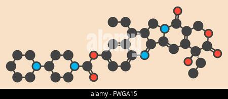 L'irinotécan médicament de chimiothérapie du cancer stylisé molécule formule topologique (structure chimique) les atomes sont représentés par un code de couleur Banque D'Images