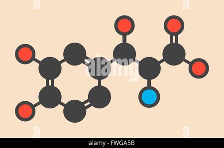 Droxidopa (L-DOPS) Hypotension (pression artérielle basse) molécule pharmaceutique formule topologique stylisé (structure chimique) les atomes sont Banque D'Images