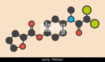 Diloxanide furoate de l'amibiase molécule du médicament utilisé dans le traitement de l'Entamoeba histolytica stylisé infections formule topologique Banque D'Images