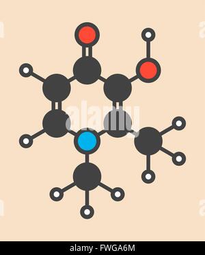 La défériprone thalassémie majeure molécule pharmaceutique agent chélateur du fer formule topologique stylisé (structure chimique) les atomes sont Banque D'Images