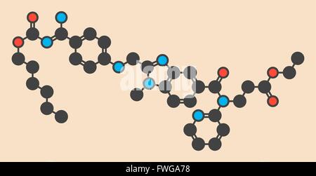 Le dabigatran anticoagulant (inhibiteur direct de la thrombine) stylisée molécule formule topologique (structure chimique) les atomes sont Banque D'Images