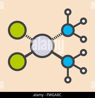 La chimiothérapie cisplatine molécule pharmaceutique formule topologique stylisé (structure chimique) les atomes sont représentés par un code de couleur Banque D'Images