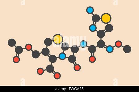 Molécule céfotaxime antibiotique céphalosporine de troisième génération (stylisé) formule topologique (structure chimique) les atomes sont Banque D'Images