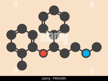 Atomoxetine attention-deficit hyperactivity disorder (ADHD) molécule pharmaceutique formule topologique stylisé (structure chimique des atomes) Banque D'Images