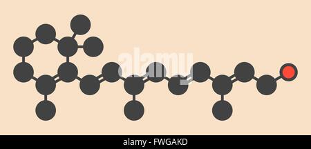 Le Rétinol (Vitamine A) stylisée molécule formule topologique (structure chimique) les atomes sont représentés par des cercles de couleur : l'hydrogène Banque D'Images