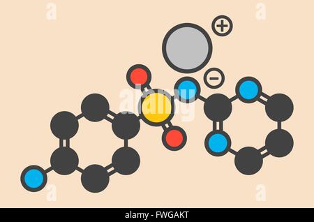 Sulfadiazine d'antibactérien topique molécule du médicament utilisé dans le traitement de plaies et brûlures formule topologique stylisé Banque D'Images