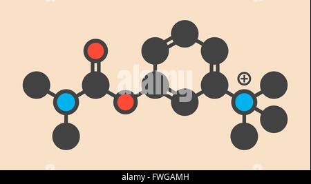 La néostigmine molécule pharmaceutique formule topologique stylisé (structure chimique) les atomes sont représentés par des cercles de couleur : l'hydrogène Banque D'Images