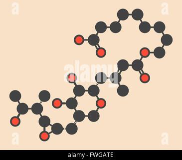 Mupirocine (pseudomonic) molécule d'antibiotiques utilisée localement contre les bactéries gram-positives formule topologique stylisé Banque D'Images