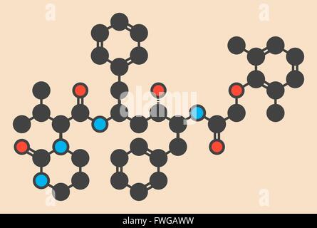 Le VIH Lopinavir molécule du médicament antirétroviral de la classe des inhibiteurs de protéase formule topologique stylisé (structure chimique) les atomes sont Banque D'Images