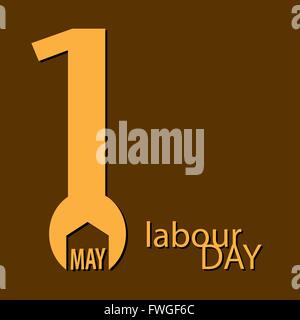 1er mai Fête du travail Affiche logo clé Illustration de Vecteur