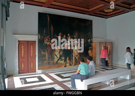La petite salle du Conseil de guerre où Rembrandt a été pendu à l'intérieur de ronde de le Palais Royal à Amsterdam, Pays-Bas. Banque D'Images