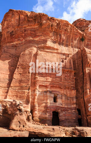 La tombe de la soie, des tombes royales, Petra, Site du patrimoine mondial de l'UNESCO, la Jordanie, Moyen-Orient Banque D'Images