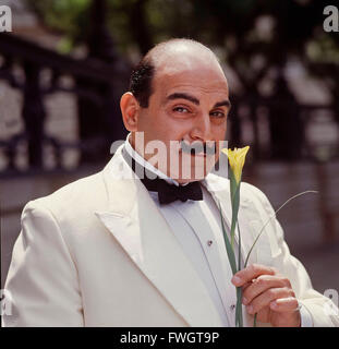 David Suchet sur l'ensemble d'Hercule Poirot 1992 Banque D'Images