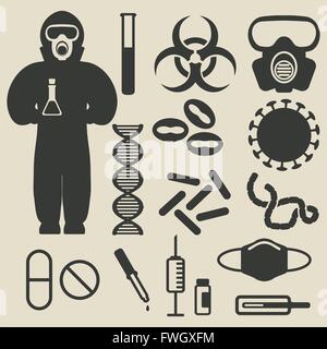 La protection de l'épidémie et medical icons set - vector illustration eps 8. Illustration de Vecteur