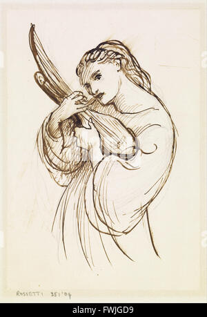 Dante Gabriel Rossetti - fille avec un instrument de musique Banque D'Images