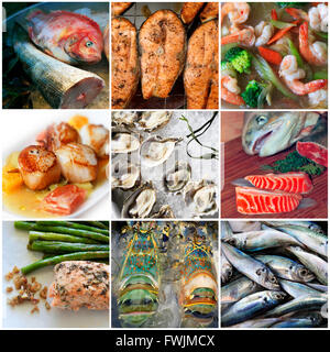 Sea Food collage fait à partir de neuf photographies Banque D'Images