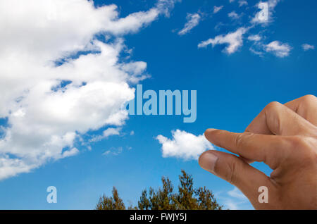 Poussez la main petit nuage rendez grand nuage. Motivation Objectifs aller à l'entreprise. Banque D'Images