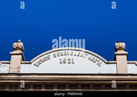 Ligne de toiture d'un bâtiment à Chinatown, Vancouver Banque D'Images