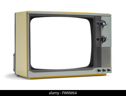 Vieux Téléviseur avec copie espace isolé sur fond blanc. Banque D'Images