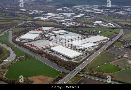 Vue aérienne de Wakefield Europort Industrial Estate à Normanton, West Yorkshire, Royaume-Uni Banque D'Images