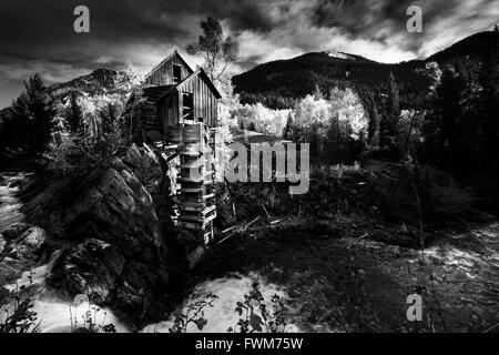 Crystal Mill Colorado La Photographie noir et blanc Paysages USA célèbre Banque D'Images