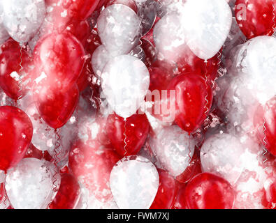 Résumé rouge et blanc fond les ballons Banque D'Images