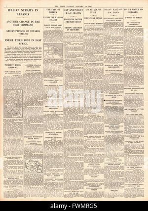 1941 page 4 la fois RAF nuit et jour des raids sur l'Allemand territoire occupé, la force de l'armée grecque en Albanie et retrest italien les forces britanniques à l'avance sur Tobruk Banque D'Images