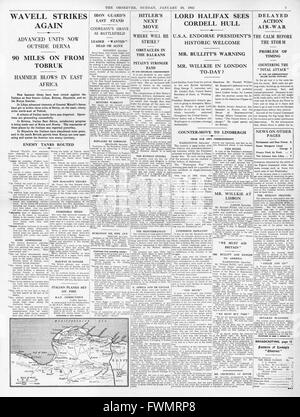 1941 page 7 l'Observateur British 100 milles au-delà de Tobruk et Lord Halifax en tournée en Amérique latine Banque D'Images