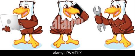 Mascotte Eagle Vector avec téléphone Illustration de Vecteur