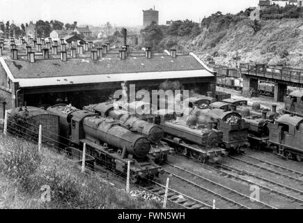 Un typique de Great Western Railway shed scène de l'années 1950. Banque D'Images