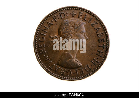 Demi-penny, ancienne monnaie décimale d'avant. Banque D'Images