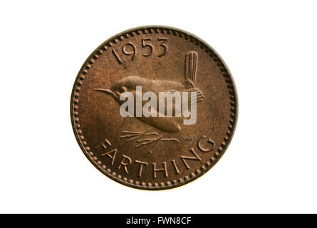 Farthing, ancienne monnaie décimale pré UK. Banque D'Images