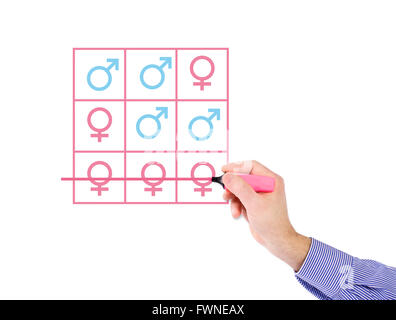 La main avec marqueur rose écrire une ligne Banque D'Images