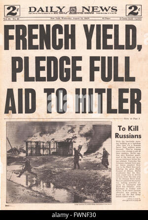 1941 front page Daily News (New York) Petain, donne son plein à Hitler d'aide Banque D'Images