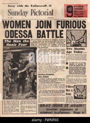 1941 front page Sunday Pictorial Bataille pour Odessa Banque D'Images