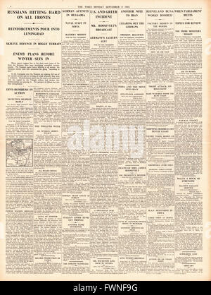 1941 page 4 la fois armée russe contre-attaque sur le front de l'Est, RAF bombarder l'Allemagne, la chasse de l'US Navy U-Boat et le décès de Sara Delano Roosevelt Banque D'Images