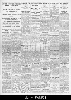 1941 page 4 la fois Fédération de contre-attaques près de Leningrad, l'abdication du Shah d'Iran et la bombe RAF Hambourg Banque D'Images