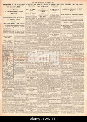 1941 page 4 la fois les gains de l'armée russe à Leningrad et discours Churchill promettant l'aide à la Russie et d'exécutions en Tchécoslovaquie Banque D'Images