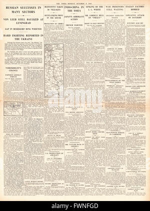 1941 page 4 la fois armée russe succès sur front de l'Est, naufrage de l'i.c. le blanc et l'occupation japonaise de l'Indo Chine Banque D'Images