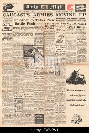 1941 front page Daily Mail bataille pour le Caucase Banque D'Images