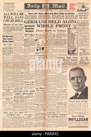 1941 front page Daily Mail armée allemande qui a eu lieu le long de front de l'Est et Churchill dit 'à la fin, tout sera bien" Banque D'Images