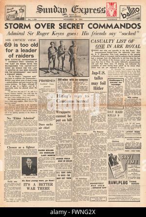 1941 front page Sunday Express La formation des commandos britanniques Banque D'Images