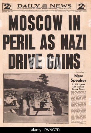 1941 front page Daily News (New York) Bataille de Moscou Banque D'Images