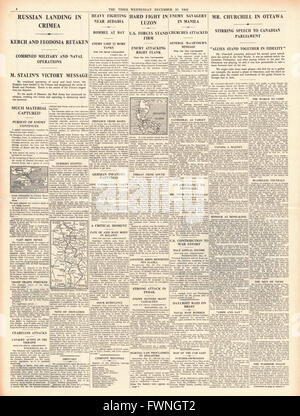 1941 page 4 les temps de récupération de l'armée russe et Kertch Feodosia, Churchill s'adresse au Parlement et Bataille pour les Philippines Banque D'Images