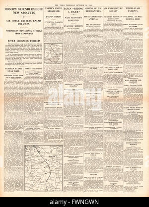 1941 fois la page avant la bataille pour Moscou et américains prêts à des navires marchands de bras Banque D'Images